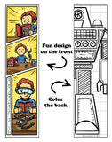 KaleidoQuest "Bring Imagination To Life" Colorable Bookmark - Robots Theme (Pack of 12)
