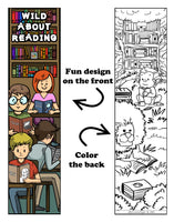 KaleidoQuest "Wild About Reading" Colorable Bookmark - Library Theme (Pack of 12)